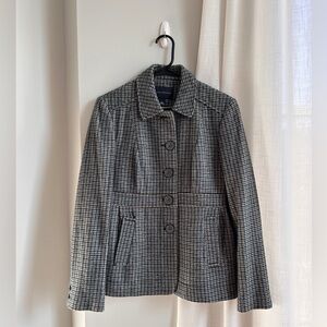 Banana Republic 2007 Blue Plaid Wool Blend Peacoat, size 8, Twee, y2k